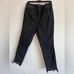 Express Ankle Legging Super High-Rise Black Denim Jean Size 12 Short
